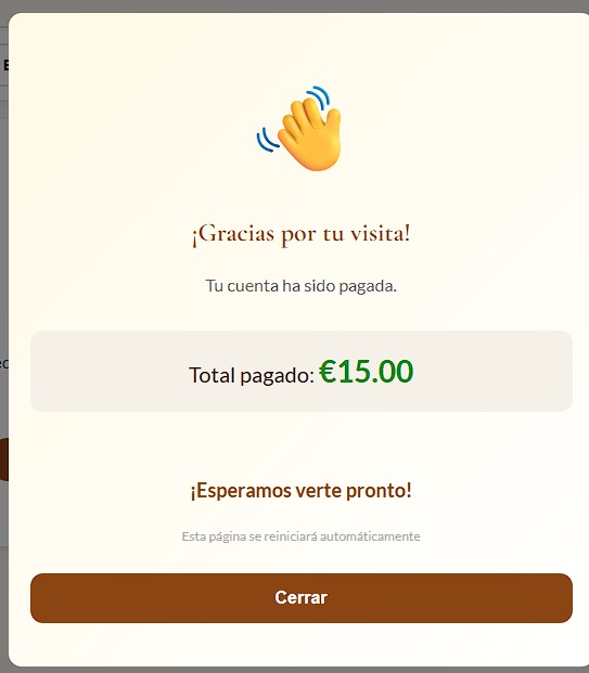 Mensaje de agradecimiento al cerrar la sesion